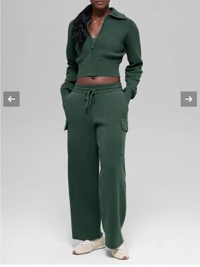 NEW Alo *set jacket + pants* Scholar Knit Cropped Full Zip and High-Waist Cargo